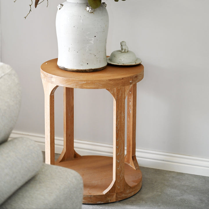 Milla Round Side Table Whitewash Oak