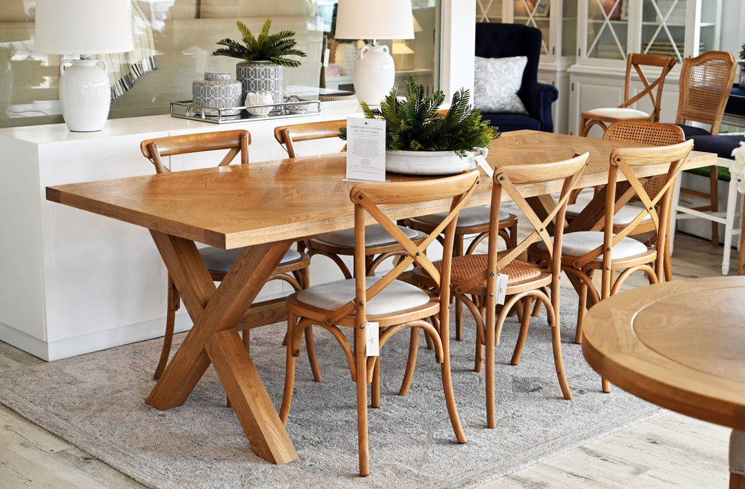 Herringbone Natural Oak Dining Table