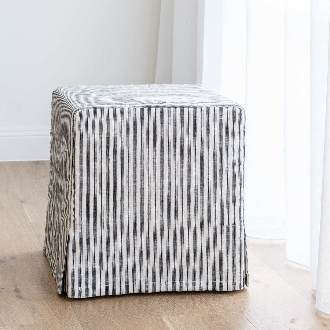 Capri Upholstered Slip Cover Cube Ottoman