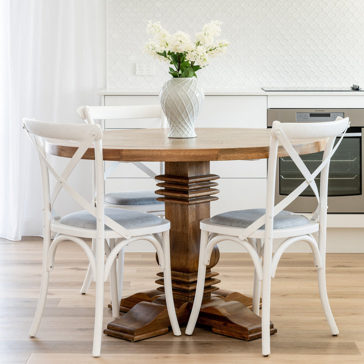 Carter Cross-back Dining Chair With Linen Seat