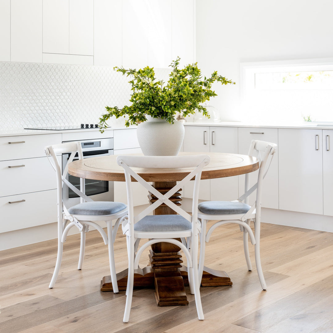 Carter Cross-back Dining Chair With Linen Seat