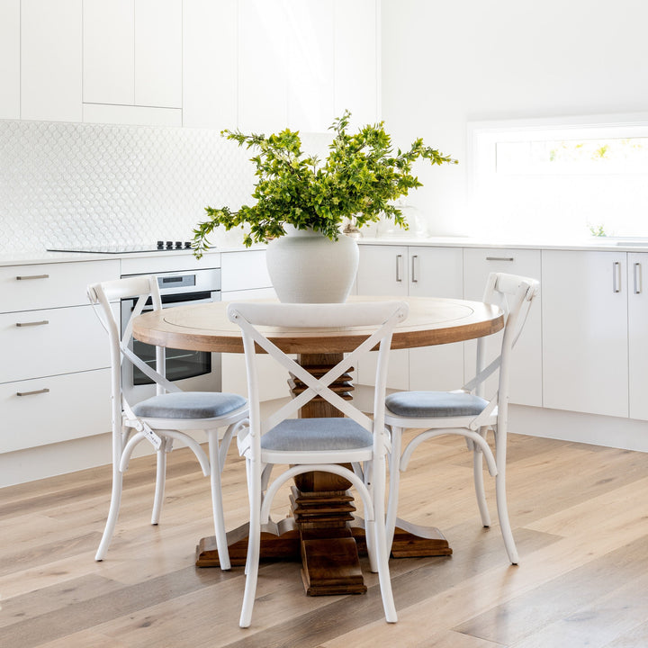 Carter Cross-back Dining Chair With Linen Seat