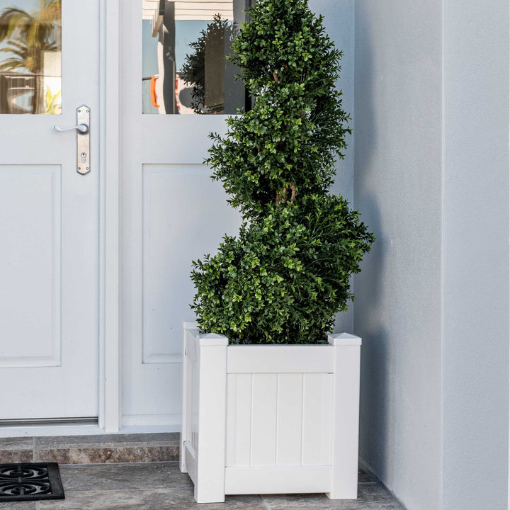 Hamptons Outdoor Square Pvc Planter Box - White