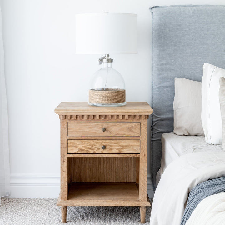 Regency Medium Bedside Table Whitewash Oak 60cm wide x 43cm deep x 76cm high
