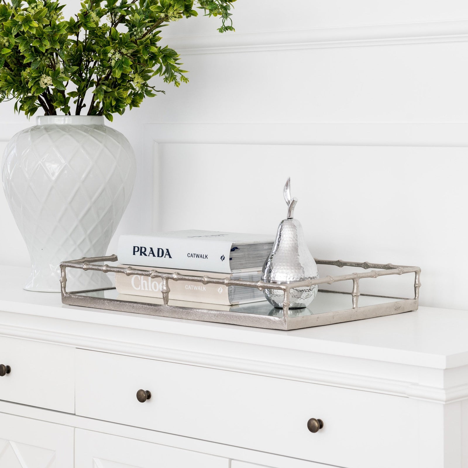 Bamboo Rectangular Mirrored Tray