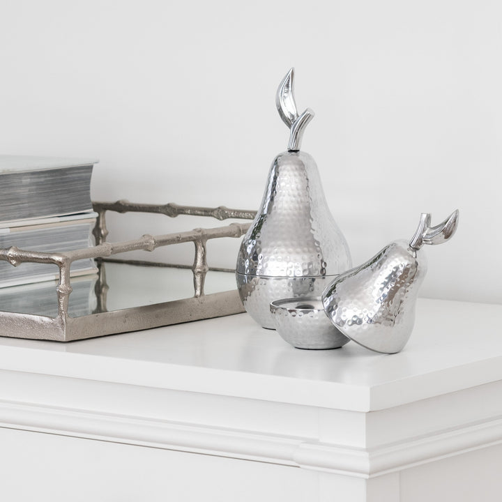 Silver Decorative Pear - 2 Sizes