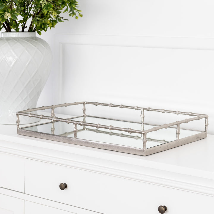 Bamboo Rectangular Mirrored Tray