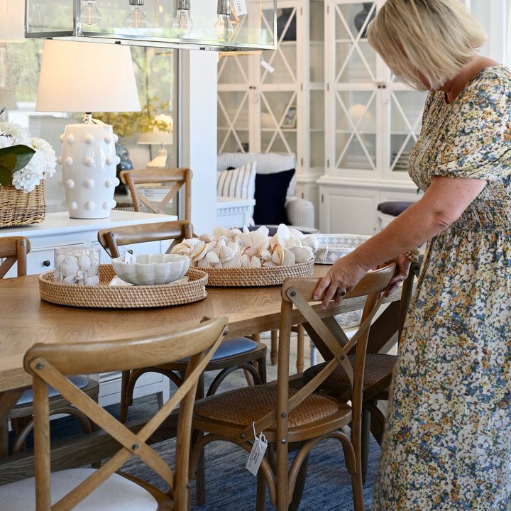 Carter Cross-back Dining Chair With Rattan Seat