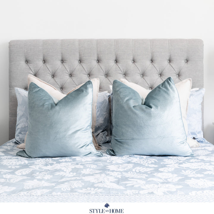 Mist Velvet Luxury Square Cushion With Feather Insert