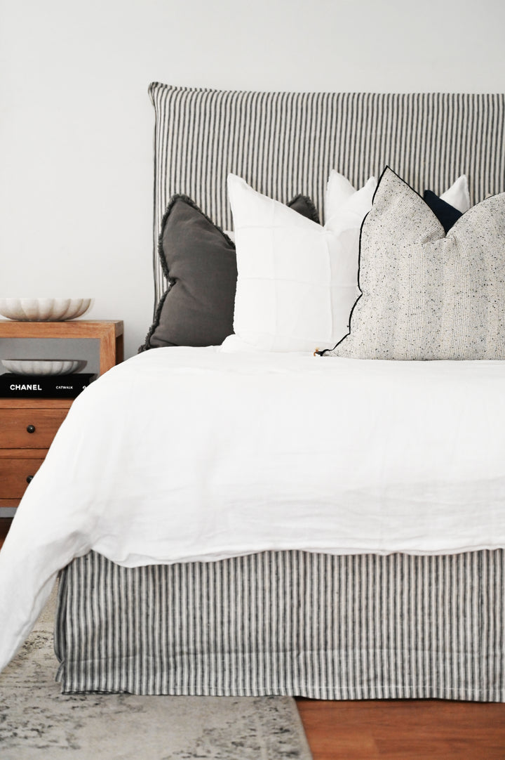 100% Linen Valance - Navy Stripe