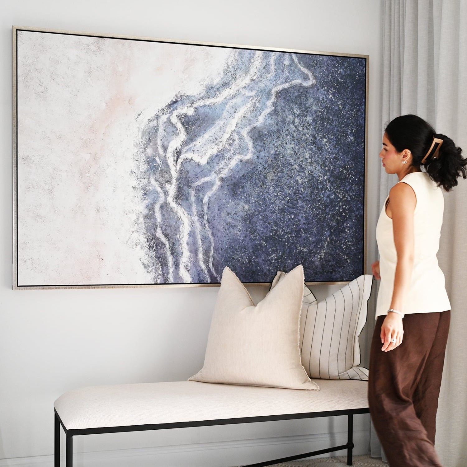 Reef View Canvas Extra Large Canvas In Antique Silver Frame