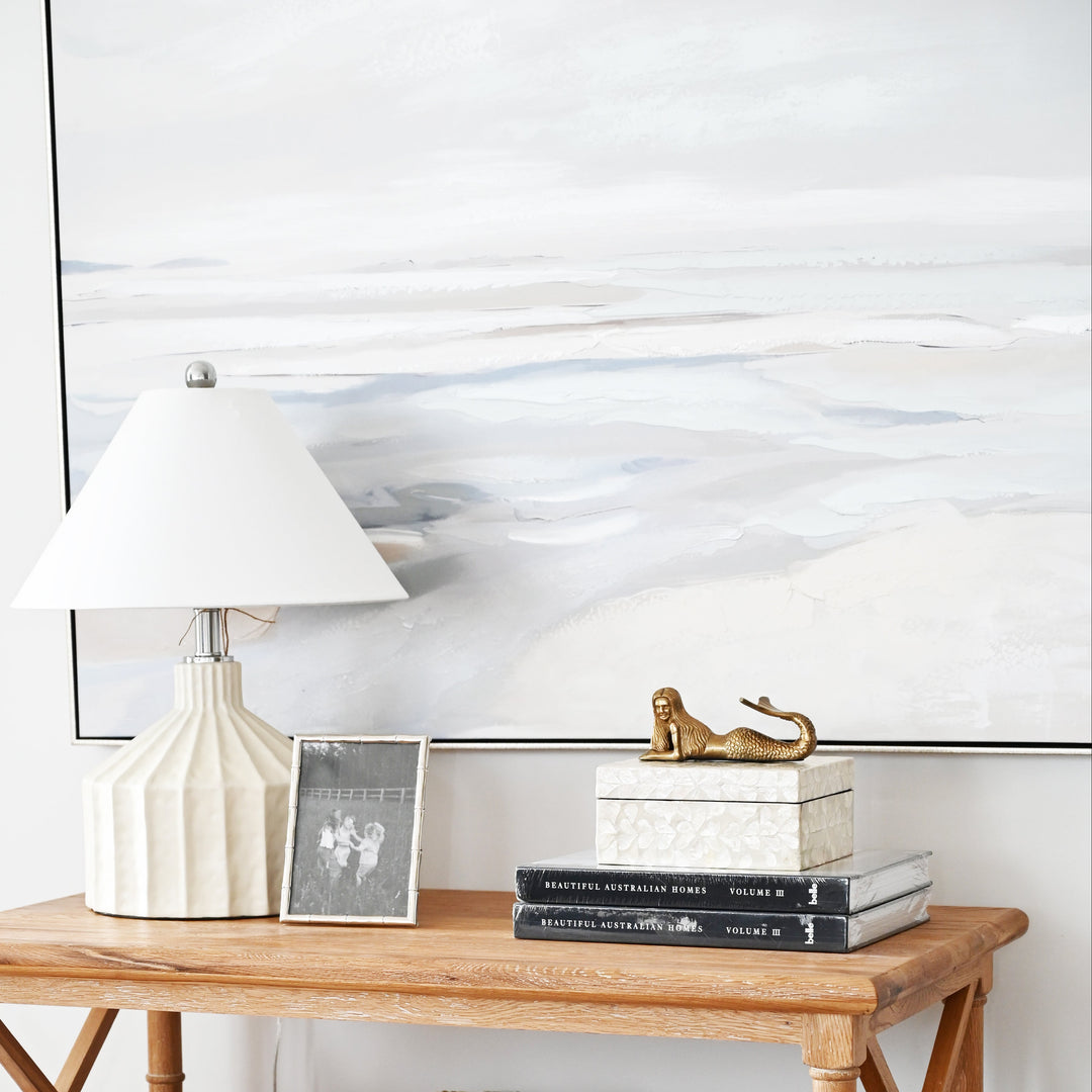 Tranquil Seashore Canvas In Antique Silver Frame