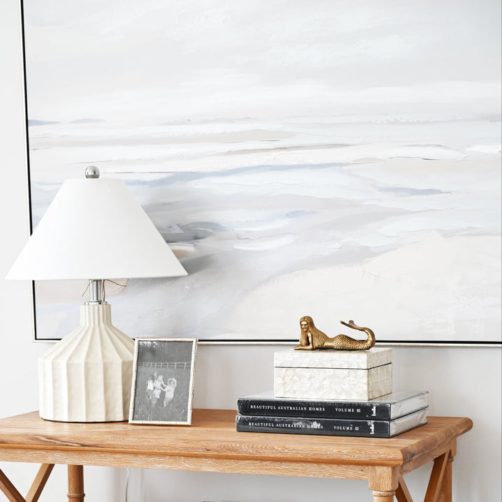 Tranquil Seashore Canvas In Antique Silver Frame
