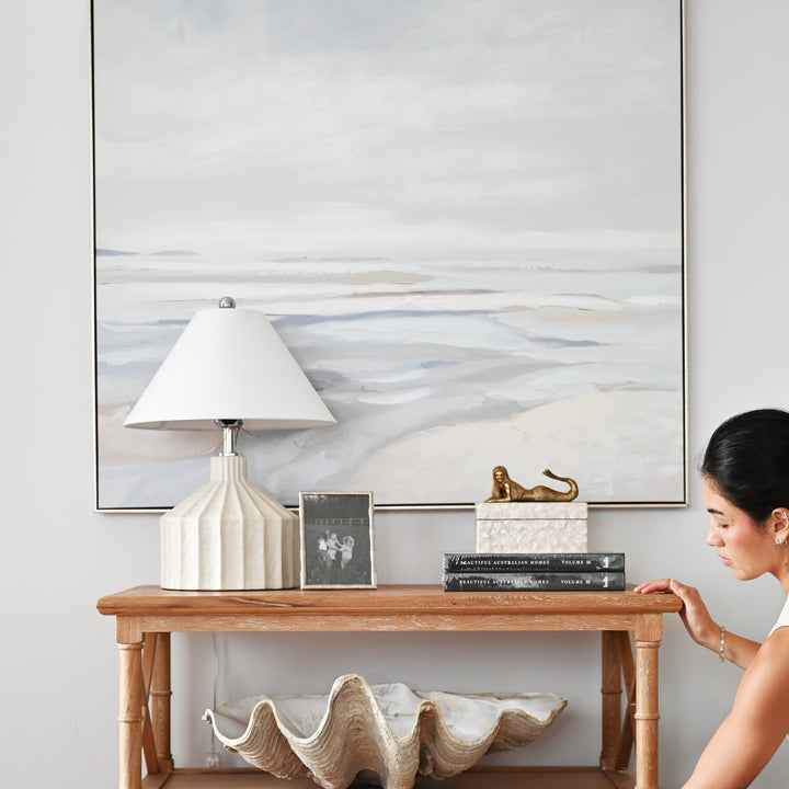 Tranquil Seashore Canvas In Antique Silver Frame