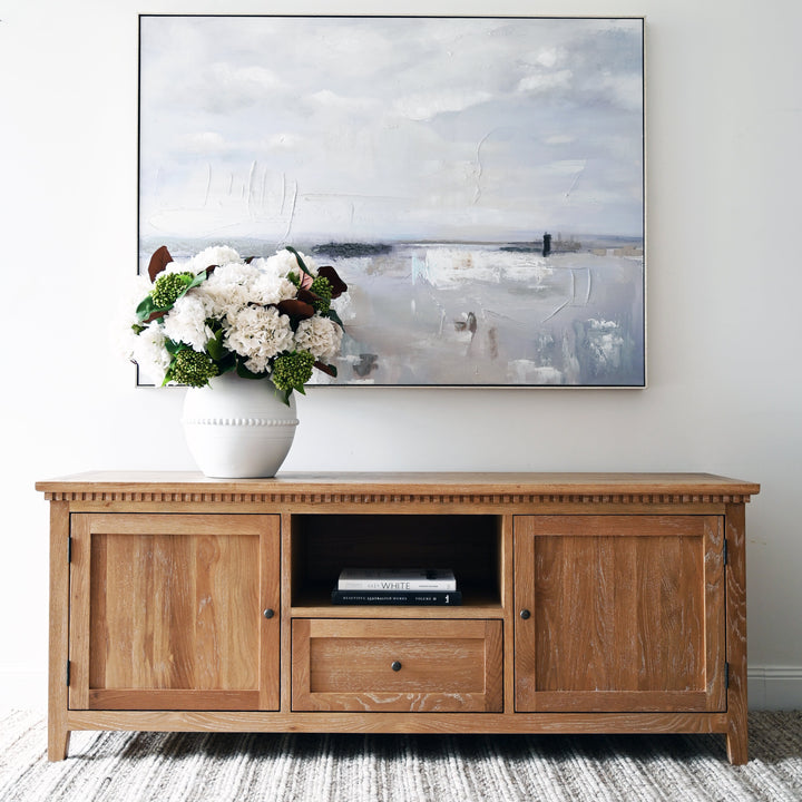 Regency Medium Entertainment Unit Whitewash Oak 180cm wide x 55cm deep x 70cm high