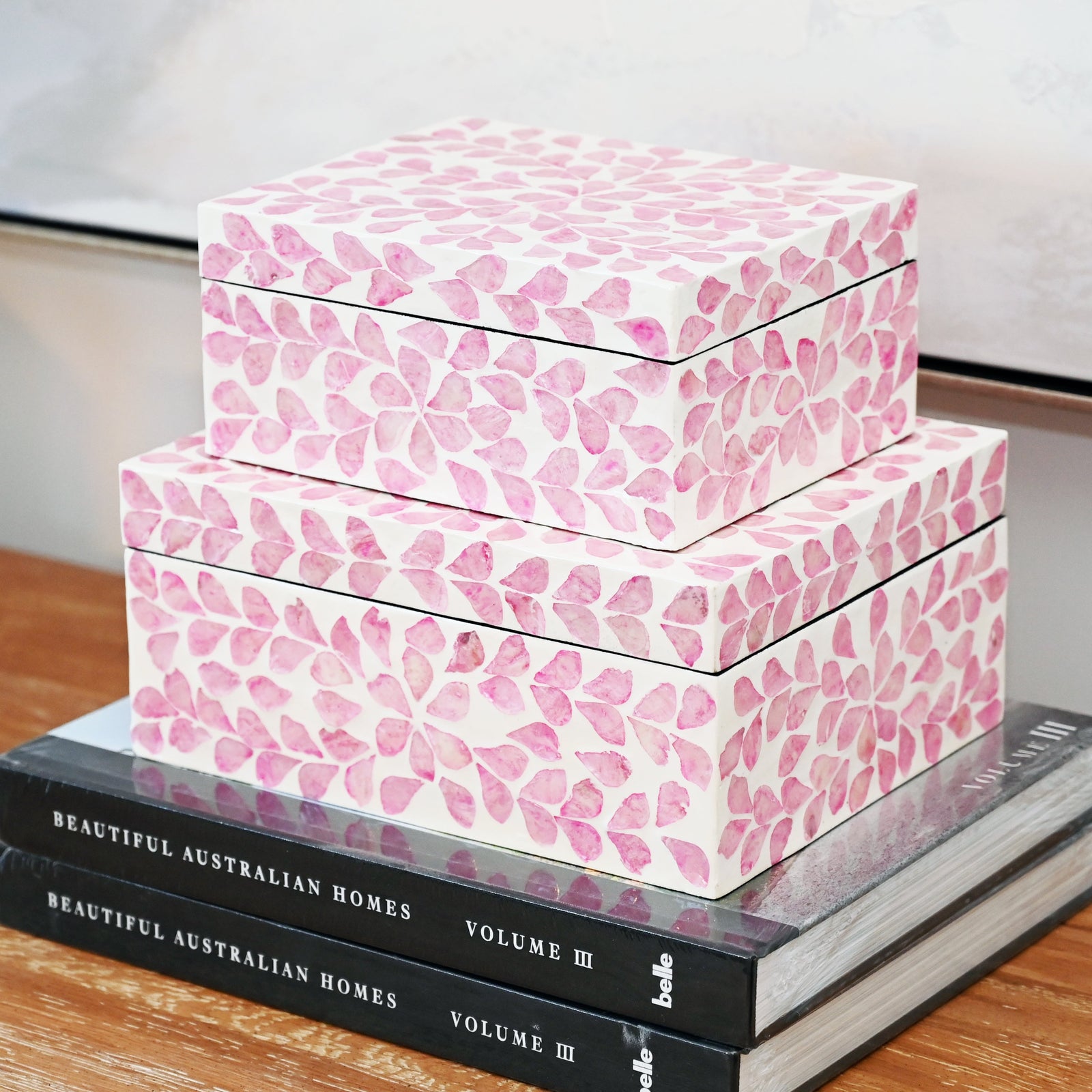 Vine Pink Mother Of Pearl Trinket boxes