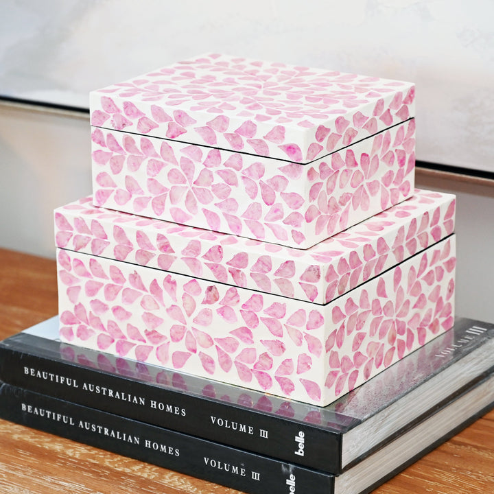 Vine Pink Mother Of Pearl Trinket boxes