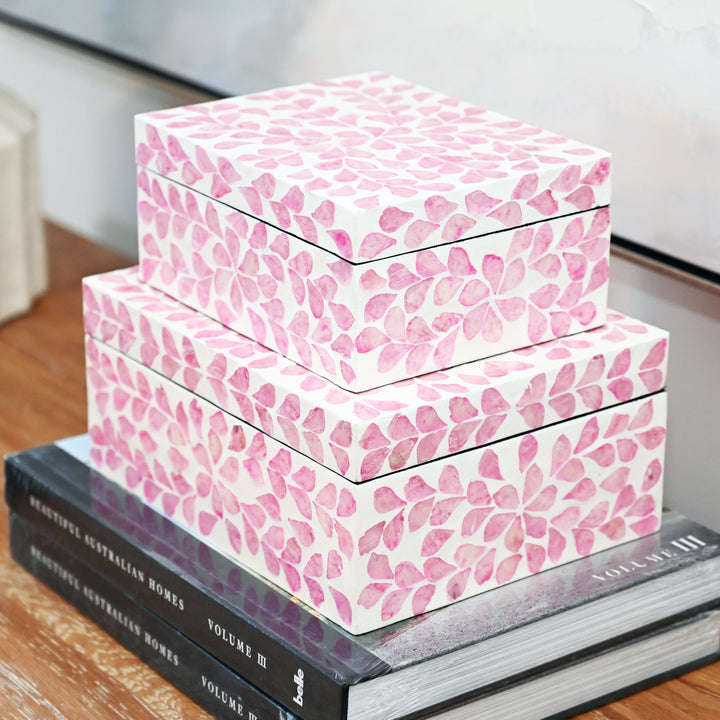 Vine Pink Mother Of Pearl Trinket boxes