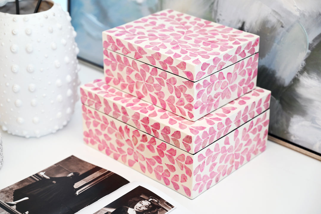 Vine Pink Mother Of Pearl Trinket boxes