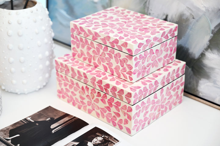Vine Pink Mother Of Pearl Trinket boxes