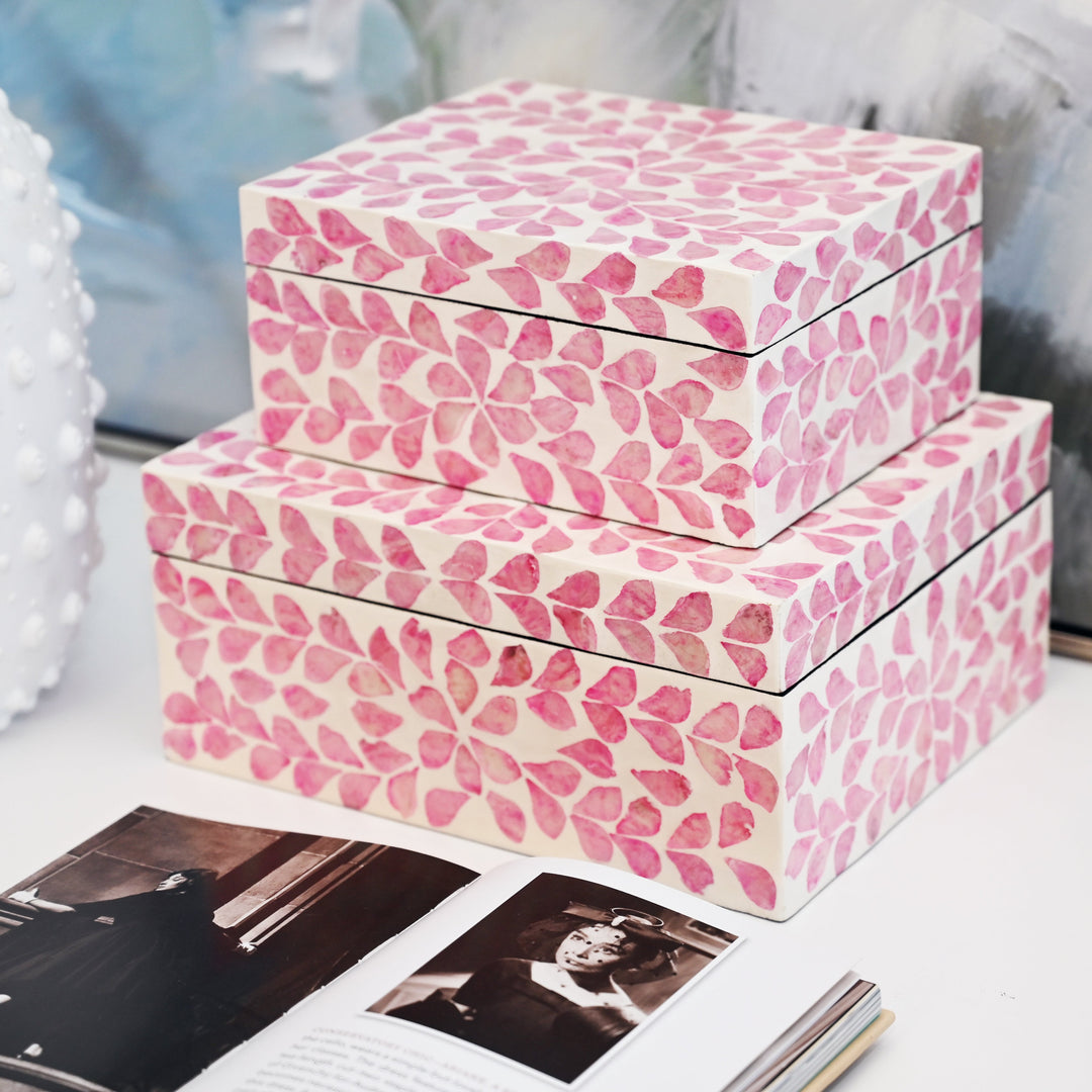 Vine Pink Mother Of Pearl Trinket boxes