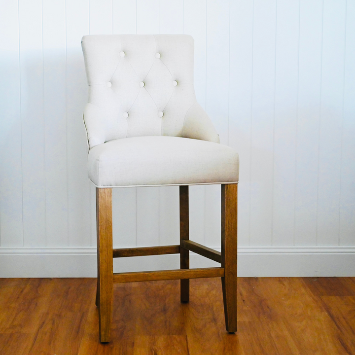 Leopold Upholstered Linen Kitchen Stool