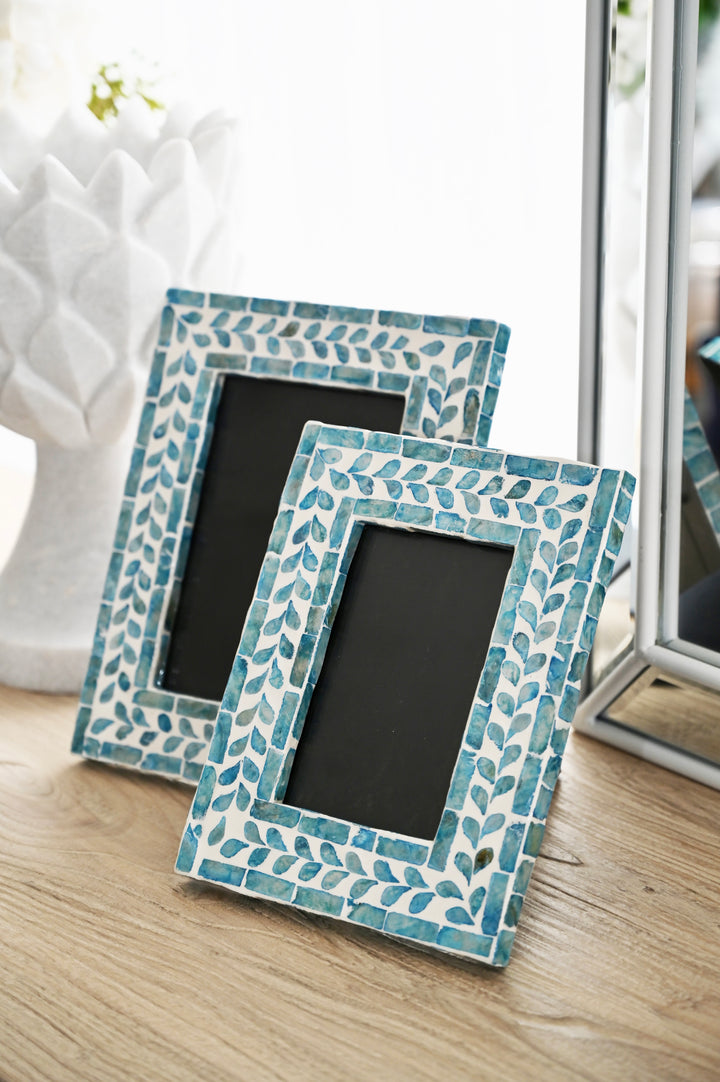 Vine Blue Mother Of Pearl Photo Frame - 2 Sizes