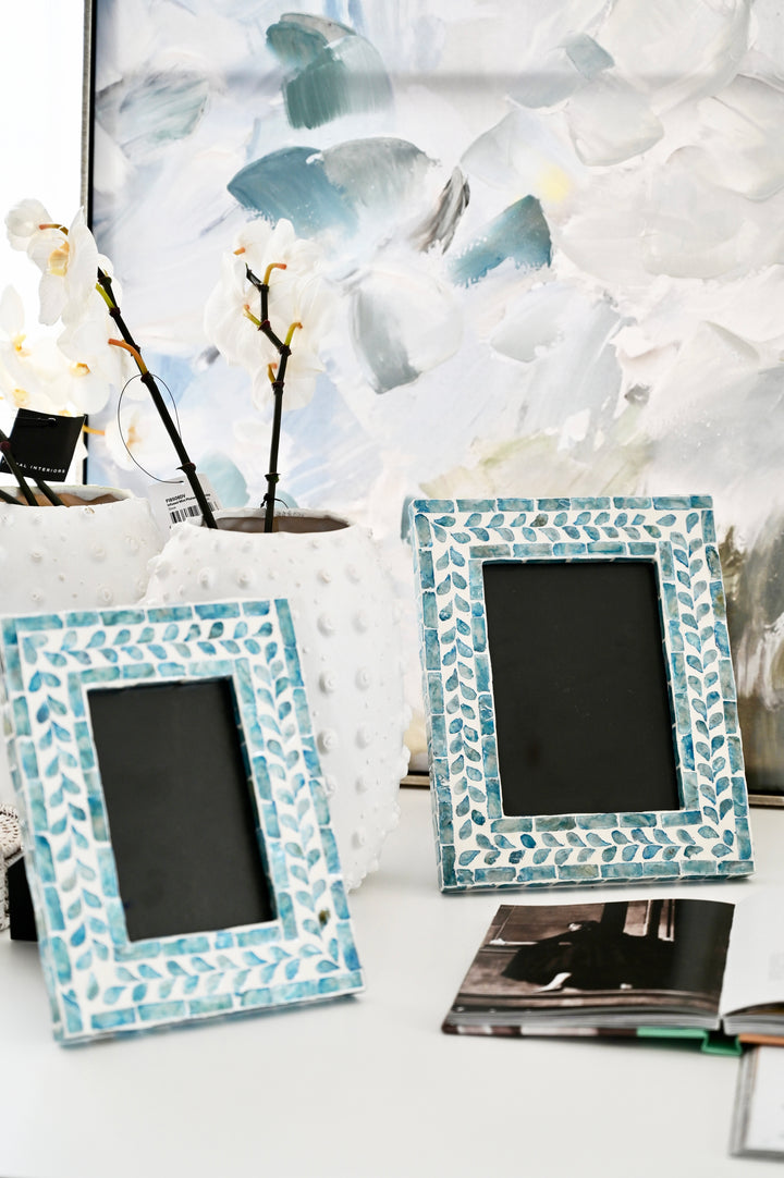 Vine Blue Mother Of Pearl Photo Frame - 2 Sizes
