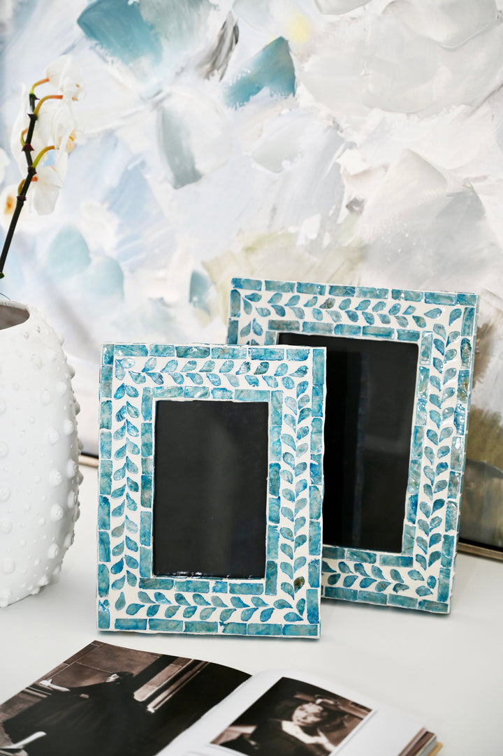 Vine Blue Mother Of Pearl Photo Frame - 2 Sizes