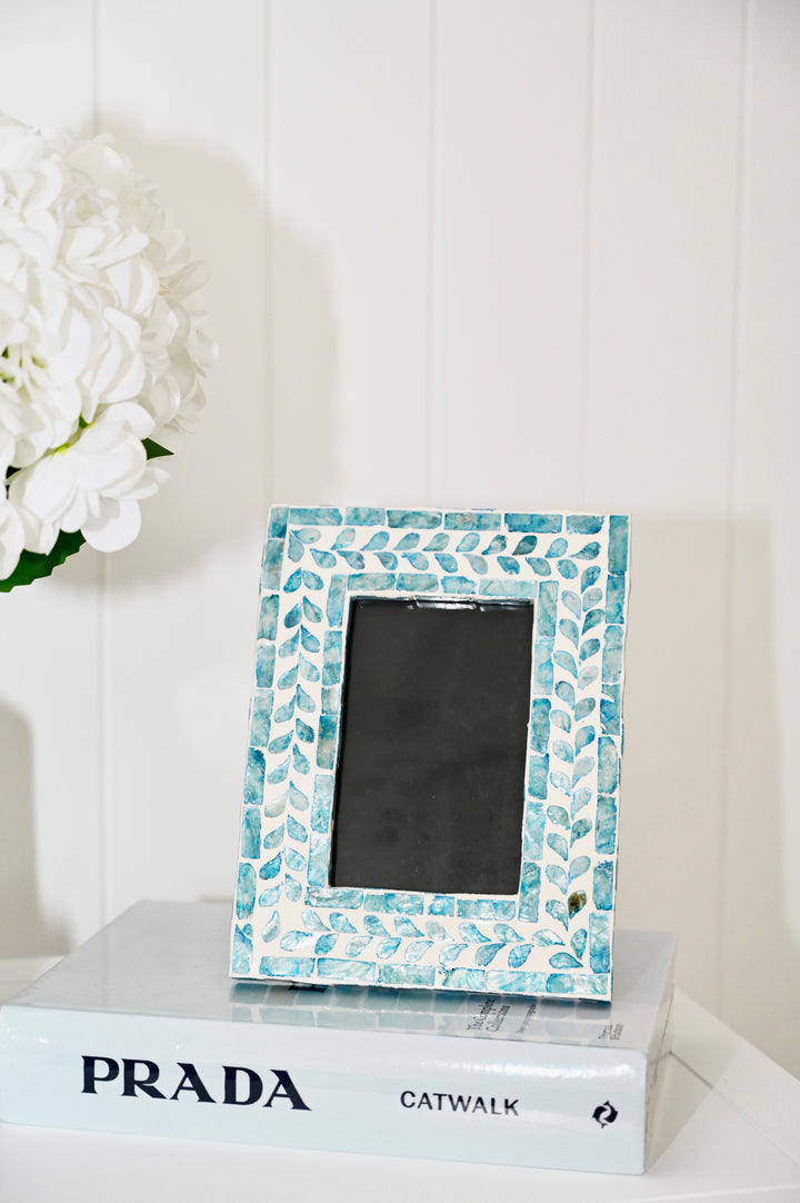 Vine Blue Mother Of Pearl Photo Frame - 2 Sizes