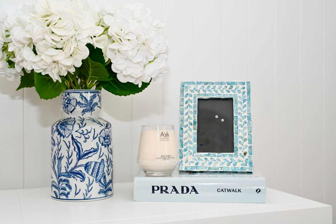Vine Blue Mother Of Pearl Photo Frame - 2 Sizes