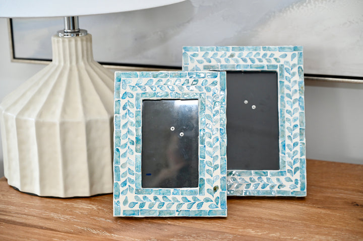 Vine Blue Mother Of Pearl Photo Frame - 2 Sizes