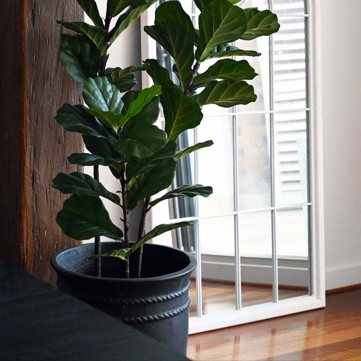 Positano Round Black Fibre Clay Planter