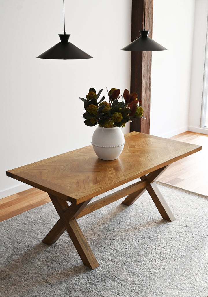 Herringbone Natural Oak Dining Table