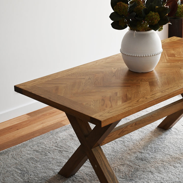 Herringbone Natural Oak Dining Table