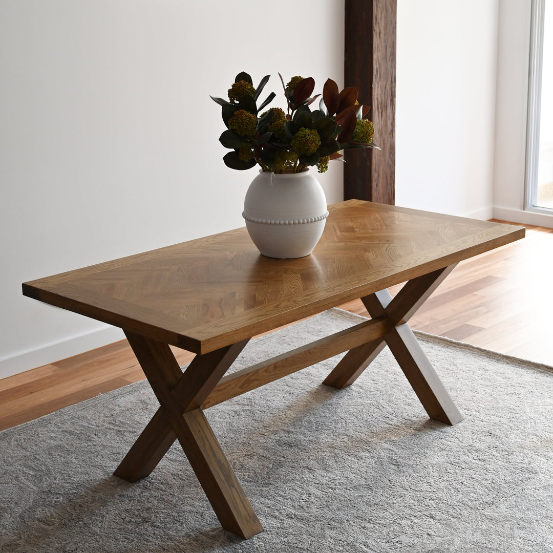 Herringbone Natural Oak Dining Table