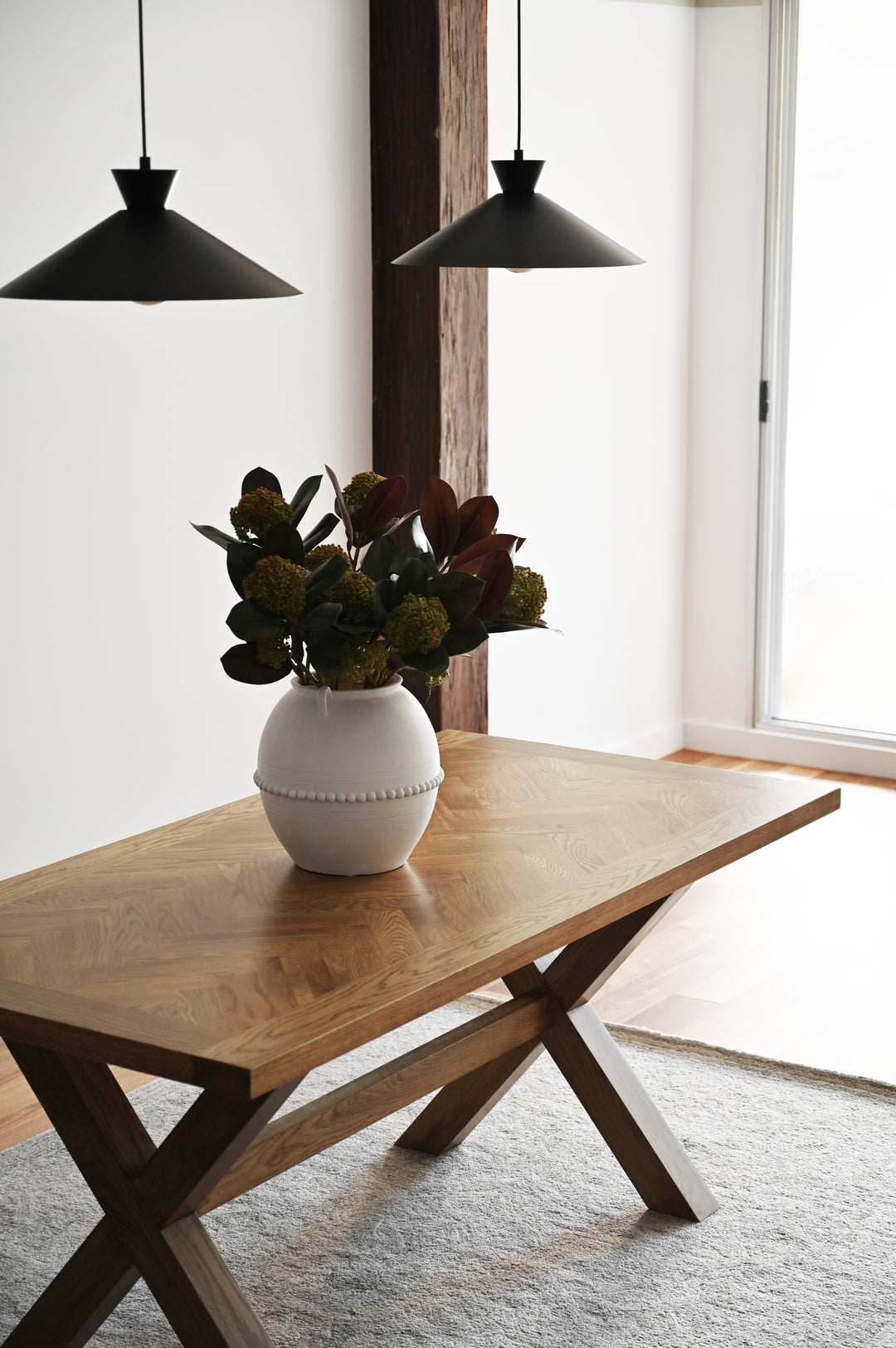 Herringbone Natural Oak Dining Table