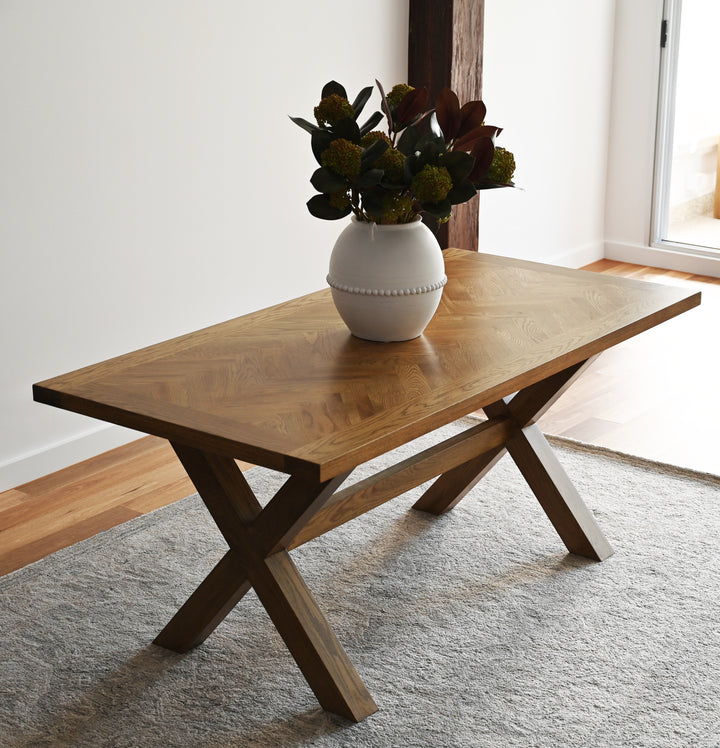 Herringbone Natural Oak Dining Table