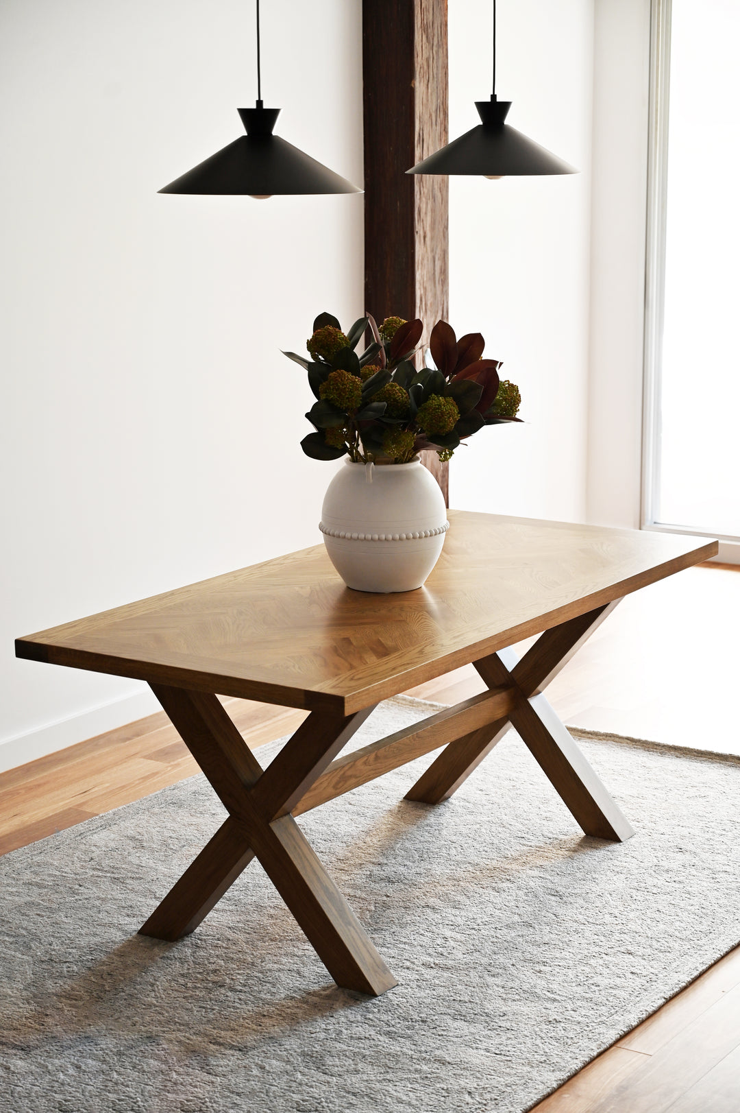 Herringbone Natural Oak Dining Table
