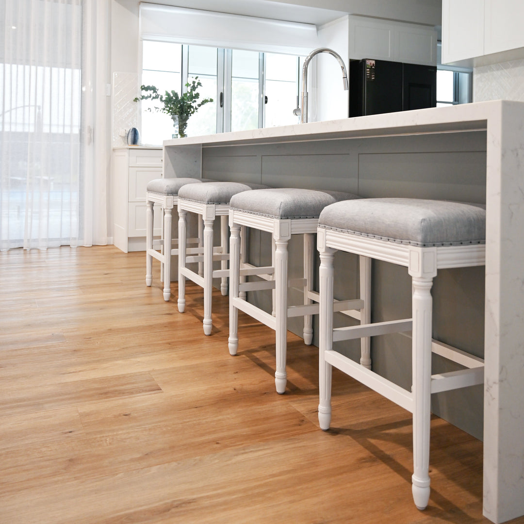 April Backless Kitchen Stool With Padded Linen Seat
