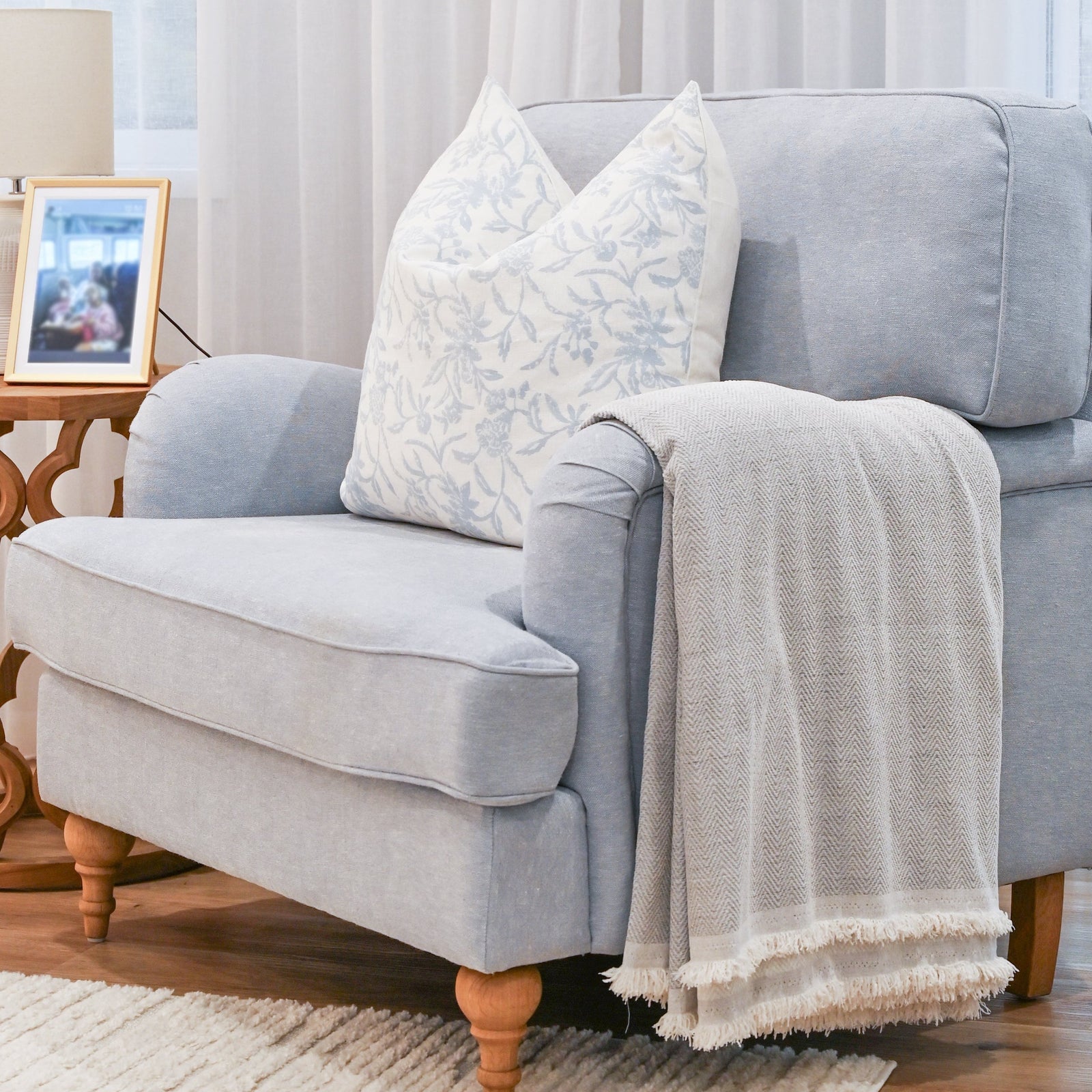 Boronia Block Print Linen Cushion