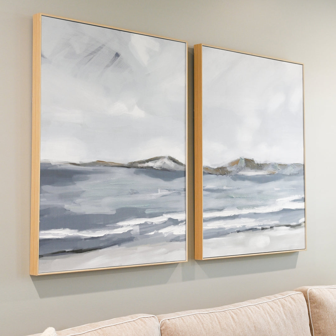 Beachside Stroll Three Piece Canvas In Natural Frame