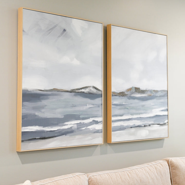 Beachside Stroll Three Piece Canvas In Natural Frame