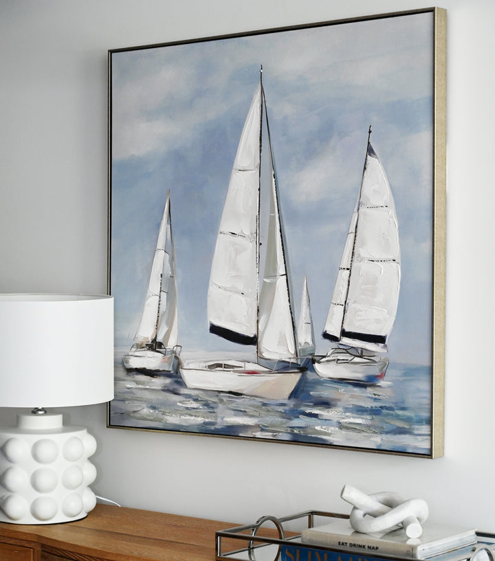 Sailing Dreams 2 Canvas In Antique Silver Frame