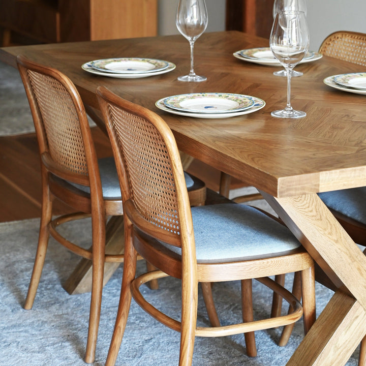 Herringbone Natural Oak Dining Table