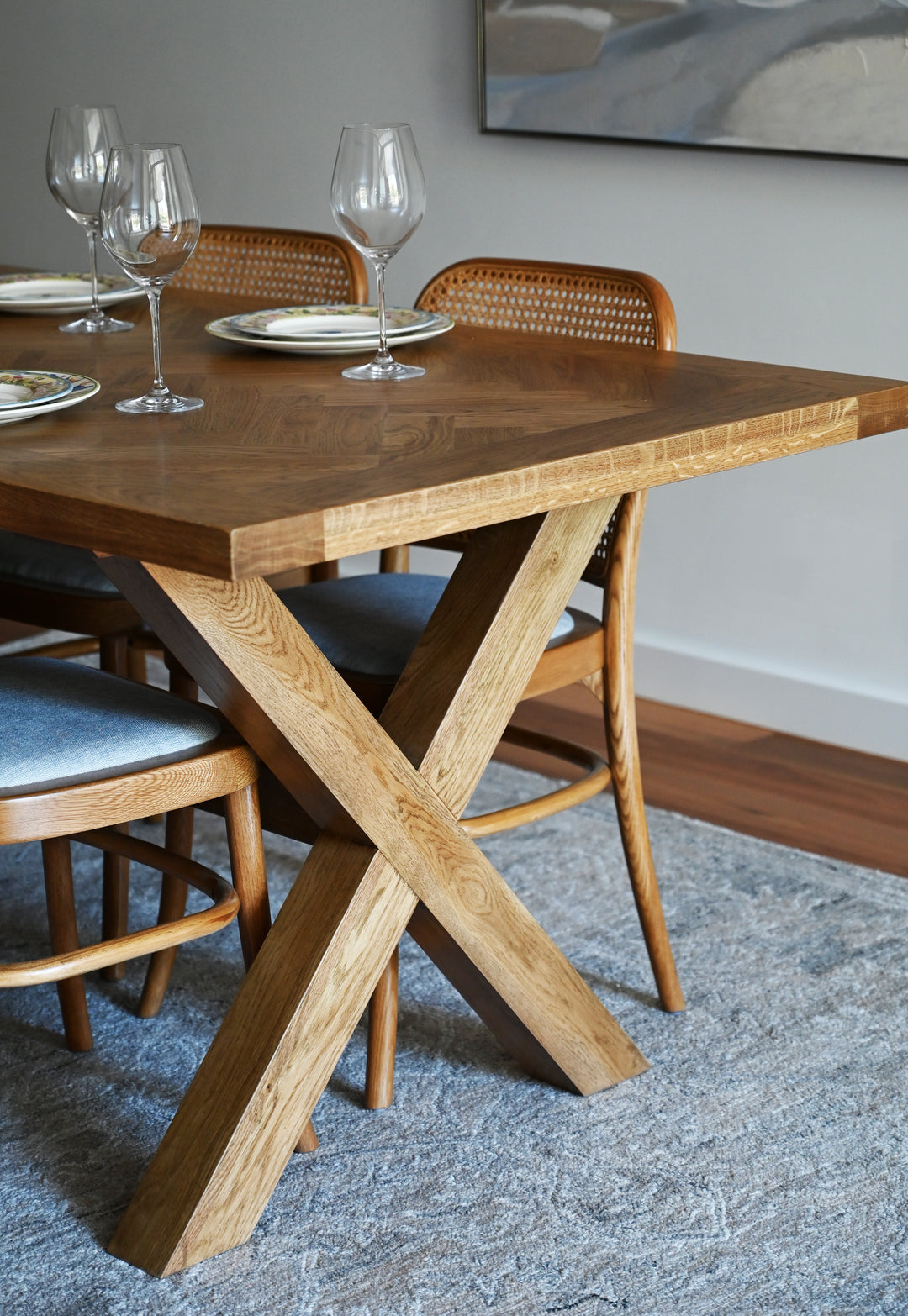 Herringbone Natural Oak Dining Table