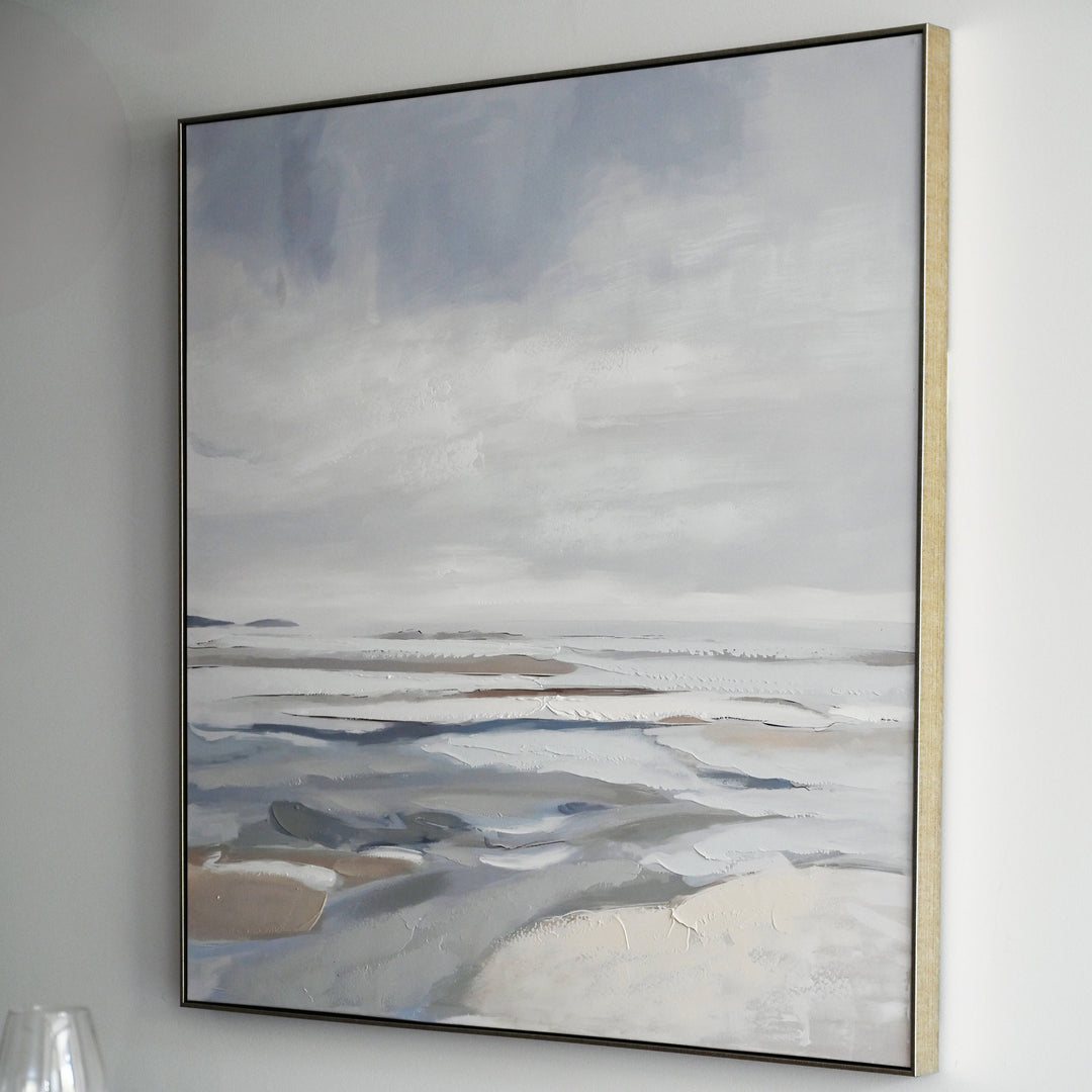 Tranquil Seashore Canvas In Antique Silver Frame