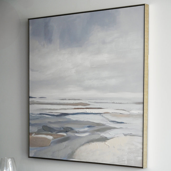 Tranquil Seashore Canvas In Antique Silver Frame