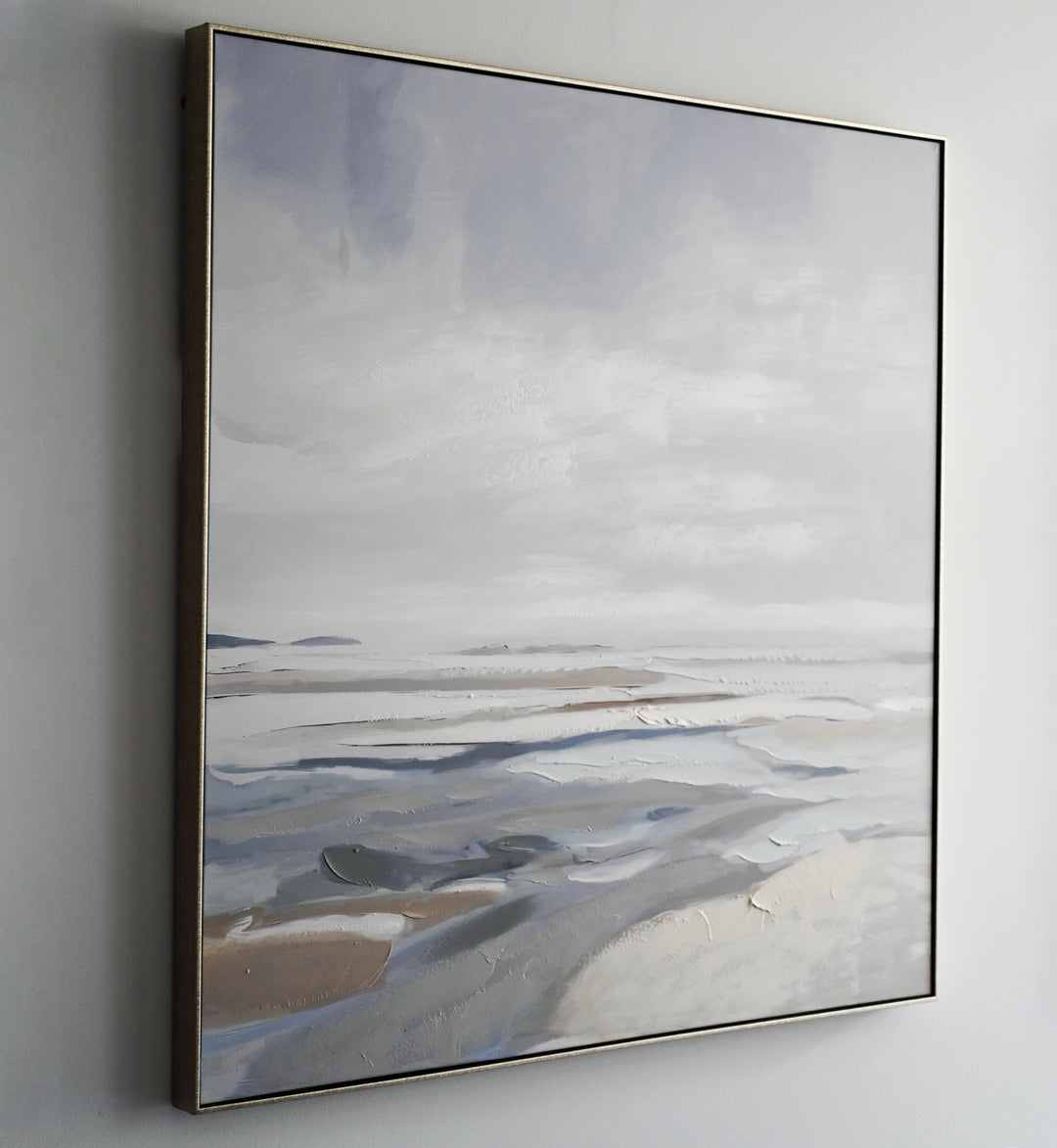 Tranquil Seashore Canvas In Antique Silver Frame