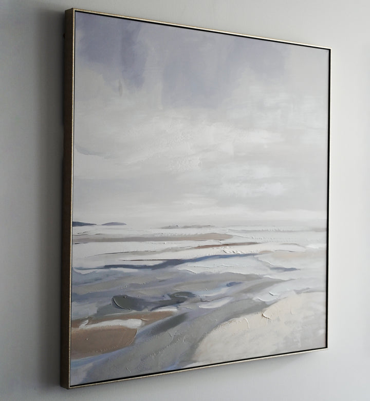 Tranquil Seashore Canvas In Antique Silver Frame